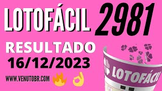 🍀 Resultado Lotofácil 2981 [upl. by Amrac]