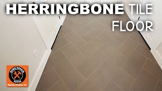 How to Install Herringbone Tile Floor Before and After [upl. by Davon]