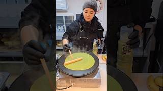 Banana Strawberry Green Crepe  Korean Street Food shortsvideo [upl. by Alic983]