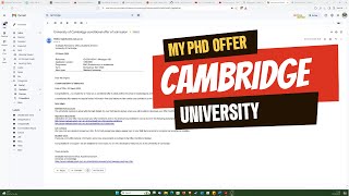 PhD offer from Cambridge University [upl. by Gerger245]