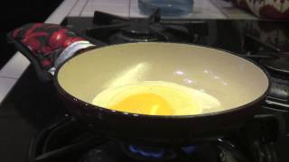 How To Fry Eggs using an Enameled Skillet Le Creuset  Cast Iron Cooking [upl. by Horsey]