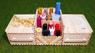 DIY Makeup and Jewelry Box  makeup organizer diy jewelry box popsicle stick crafts [upl. by Akemrej885]