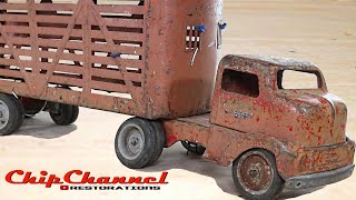 1953 Tonka COE Livestock Semi Truck Restoration [upl. by Naelopan]