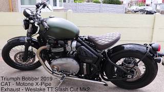 Triumph Bobber  Motone XPipe amp Weslake TT SlashCut Mk2 Exhaust [upl. by Keviv]