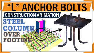 Anchor bolt fixing details  Footing reinforcements  3d animation of Rc foundation [upl. by Helmer]