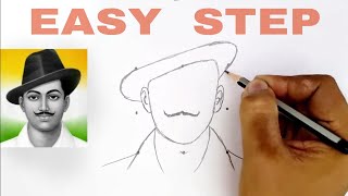 how to draw Shahid Bhagat Singh drawing  Independence day drawing  Freedom fighter drawing [upl. by Caria859]