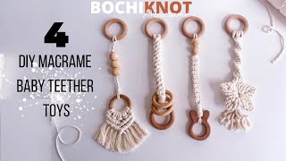 4 Simple Macramé Teether Patterns For New Borns  DIY Baby Teether Toys  Nursery Play Gym Toys [upl. by Nissensohn82]