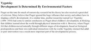 Ch 5 Vygotsky Development Is Determined By Environmental Factors [upl. by Nhguaved384]