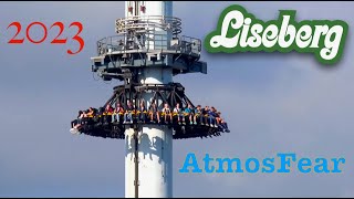 AtmosFear freefall tower offride in Liseberg 2023  Liseberg park Gothenburg 2023 [upl. by Agretha]