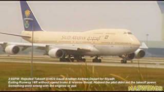 Rejected Takeoff Boeing 747468 SV833 Saudi Arabian Airlines At Kuala Lumpur International Airport [upl. by Randell]