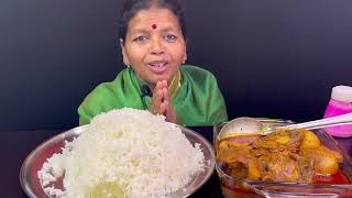 BIGBITES EATING RICE WITH SPICY CHICKEN KOSHA MURGIR LAL JHOL [upl. by Clover]