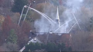 Fire engulfs Mormon church in Maryland firefighters trapped inside [upl. by Peterec]