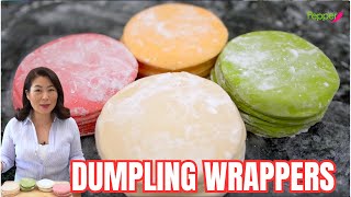 Make Korean Dumpling Wrapper From Scratch SMALL BATCH RECIPE  COLORED DUMPLING DOUGH 찹쌀만두피 [upl. by Collyer]