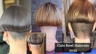 Top Trending Bowl Haircuts 2024Best Bowl Haircuts Half Head Shaved Nape Bob Haircuts pixie Hairc [upl. by Lyrradal]