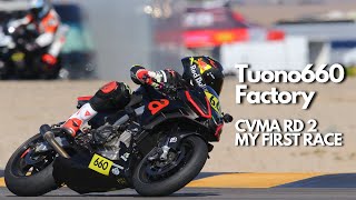 Tuono 660 Factory CVMA RD2 MY FIRST RACE [upl. by Eanad]