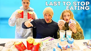 Last To Stop Eating McDonalds Wins 100  Challenge [upl. by Ojillib]