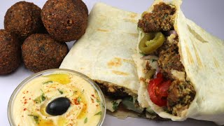 Falafel Wrap RecipeHomemade TortillaTahiniHummus Recipe By Recipes of the World [upl. by Saref783]