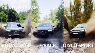 VOLVO XC60 vs JAGUAR F PACE vs DISCOVERY SPORT Off Road  What is your choice [upl. by Nhabois]