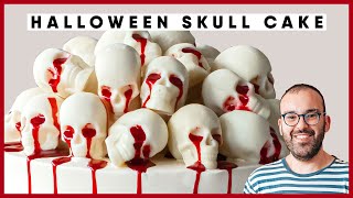 BloodDripping Red Velvet Skull Cake – The Ultimate Halloween Dessert Recipe [upl. by Yrrok]