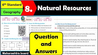 8 Natural Resources  Question Answers  Geography  Class 6  Maharashtra State Board class6 [upl. by Morna]