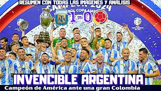 ARGENTINA VUELVE A CORONAR CAMPEÓN DE AMÉRICA VS COLOMBIA LO DE MESSI Y JAMES RESUMEN Y ANÁLISIS [upl. by Anikes]