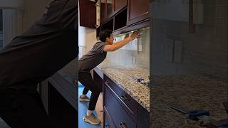 Protection on countertops before Spraying kitchen cabinets [upl. by Ahsatal253]