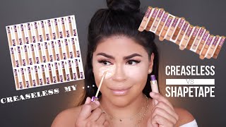 TARTE COSMETICS CREASELESS NEW PACKAGE VS SHAPETAPE CONCEALER  MAKEUPBYGRISELDA [upl. by Isbel542]