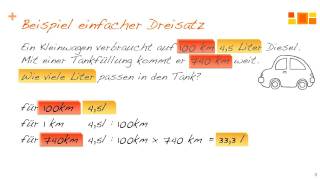 Rechnen mit dem Dreisatz  direkt proportionales bzw gerades Verhältnis [upl. by Eniad]