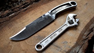 Forging a BOWIE KNIFE from a broken crescent wrench [upl. by Aleusnoc]