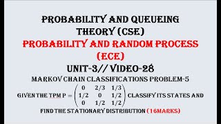 MARKOV CHAIN PROBLEM5  PQTCSE PRPECE UNIT3 VIDEO28 [upl. by Yesnek]