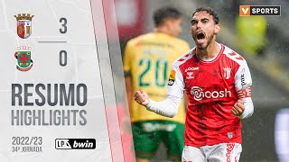 Highlights  Resumo SC Braga 30 Paços de Ferreira Liga 2223 34 [upl. by Cozmo]