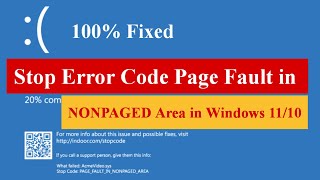 Stop Error Code Page Fault in Nonpaged Area in Windows 1110 windows11 [upl. by Repmek]