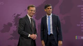 Handshake Ulf Kristersson SE and Rishi Sunak UK [upl. by Corey]