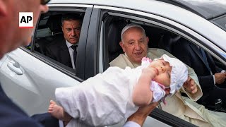 Pope lands in Lisbon for World Youth Day visit [upl. by Trula879]