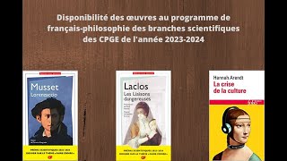 Disponibilité des œuvres au programme des branches scientifiques des CPGE [upl. by Atived539]