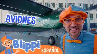 Blippi aprende sobre aviones en el Museo del Vuelo [upl. by Dlarej]