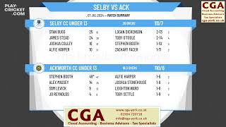 Selby CC Under 13 v Ackworth CC Under 13 [upl. by Edwin913]