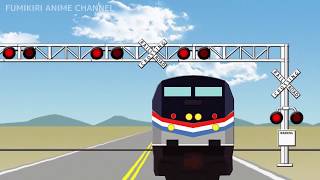 Railway crossing cartoon video of USA 【外国の踏切カンカンとアメリカの列車】 [upl. by Eseerahs]