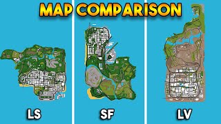 LOS SANTOS VS SAN FIERRO VS LAS VENTURAS  GTA SAN ANDREAS COMPARING MAPS [upl. by Frager299]