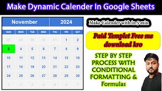 Make a Dynamic Calendar in Google Sheets with FREE template [upl. by Xanthe611]