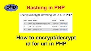 How to EncryptDecrypt id for URL in PHP  Hide URL query parameter value using PHP with source code [upl. by Caro]