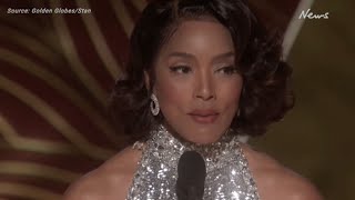 Angela Bassett pays tribute to Chadwick Boseman at Golden Globes [upl. by Suollecram]