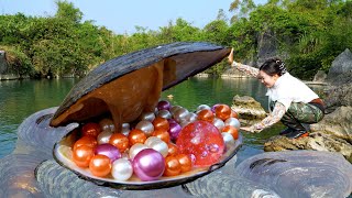 😱😱Open the giant freshwater clam which nurtures countless dazzling pearls of high quality and charm [upl. by Genny]