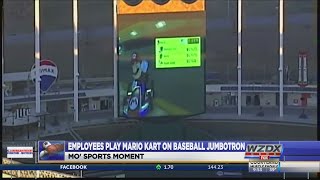 Mo Sports Moment  KC Royals employees play Mario Kart on jumbotron [upl. by Charters]