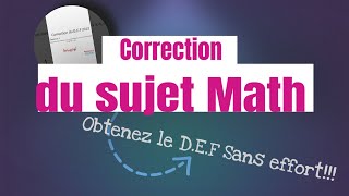 Correction du sujet Math du DEF 2013 [upl. by Aitnohs]