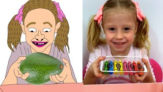 Nastya and Stacy play with edible makeup Drawing meme  like nastya  funny drawing [upl. by Huppert]