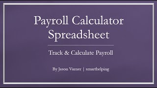 Payroll Calculator Excel Template [upl. by Dayna]