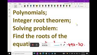 Polynomials    Integer root theorem Solving problem   44 integerroottheorem [upl. by Hujsak512]