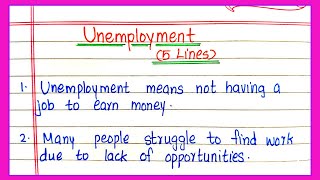 Unemployment Essay 5 Lines in English  5 Lines on Unemployment  Unemployment Paragraph Writing [upl. by Hsetim912]