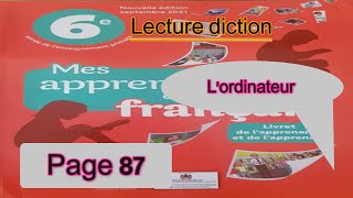 Lordinateur page 87 Lecture diction mes apprentissages en français 6 AEP Page 87 [upl. by Sanborne]